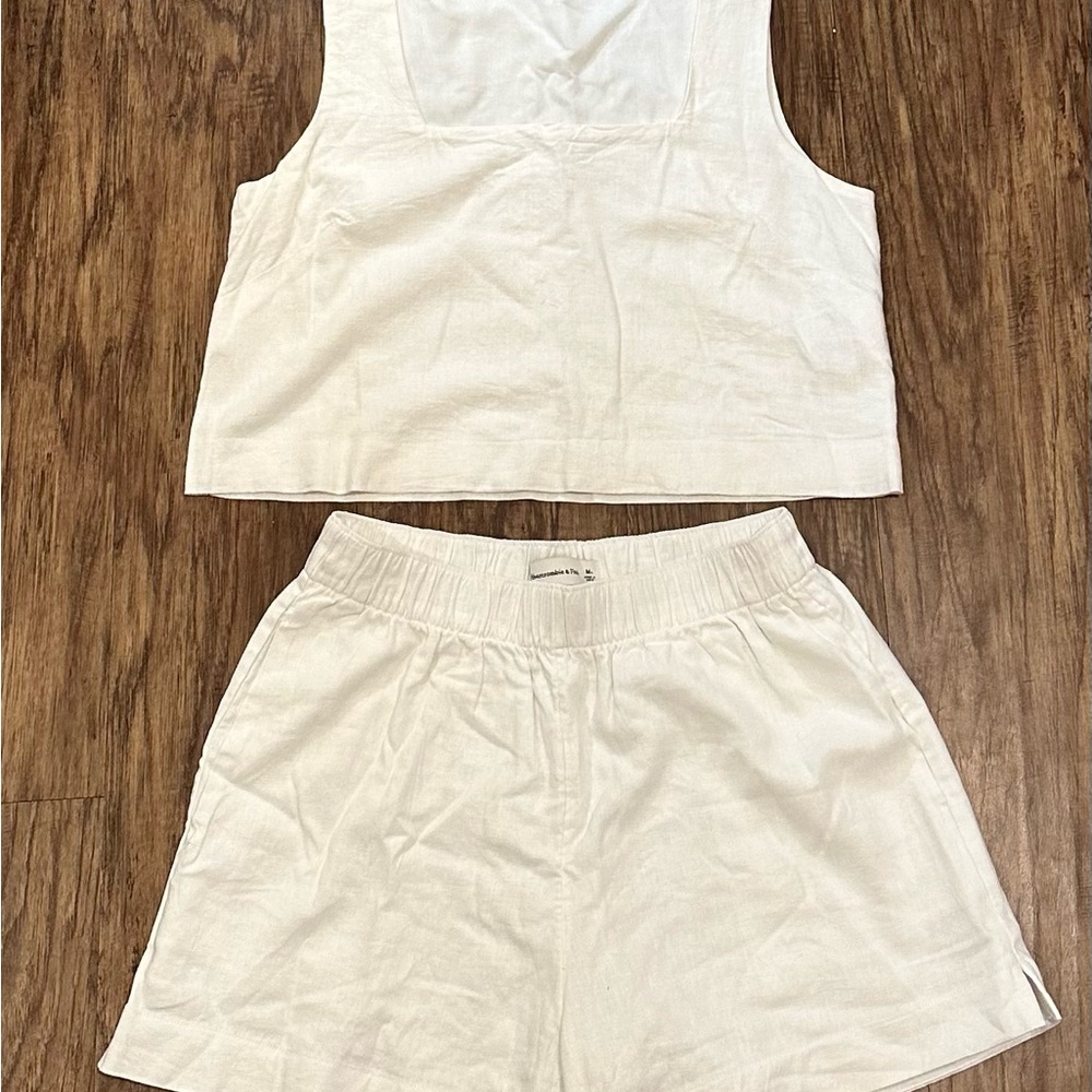 Abercrombie & Fitch White Linen Tank & Shorts set